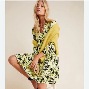 Floral Yellow and Black Dress